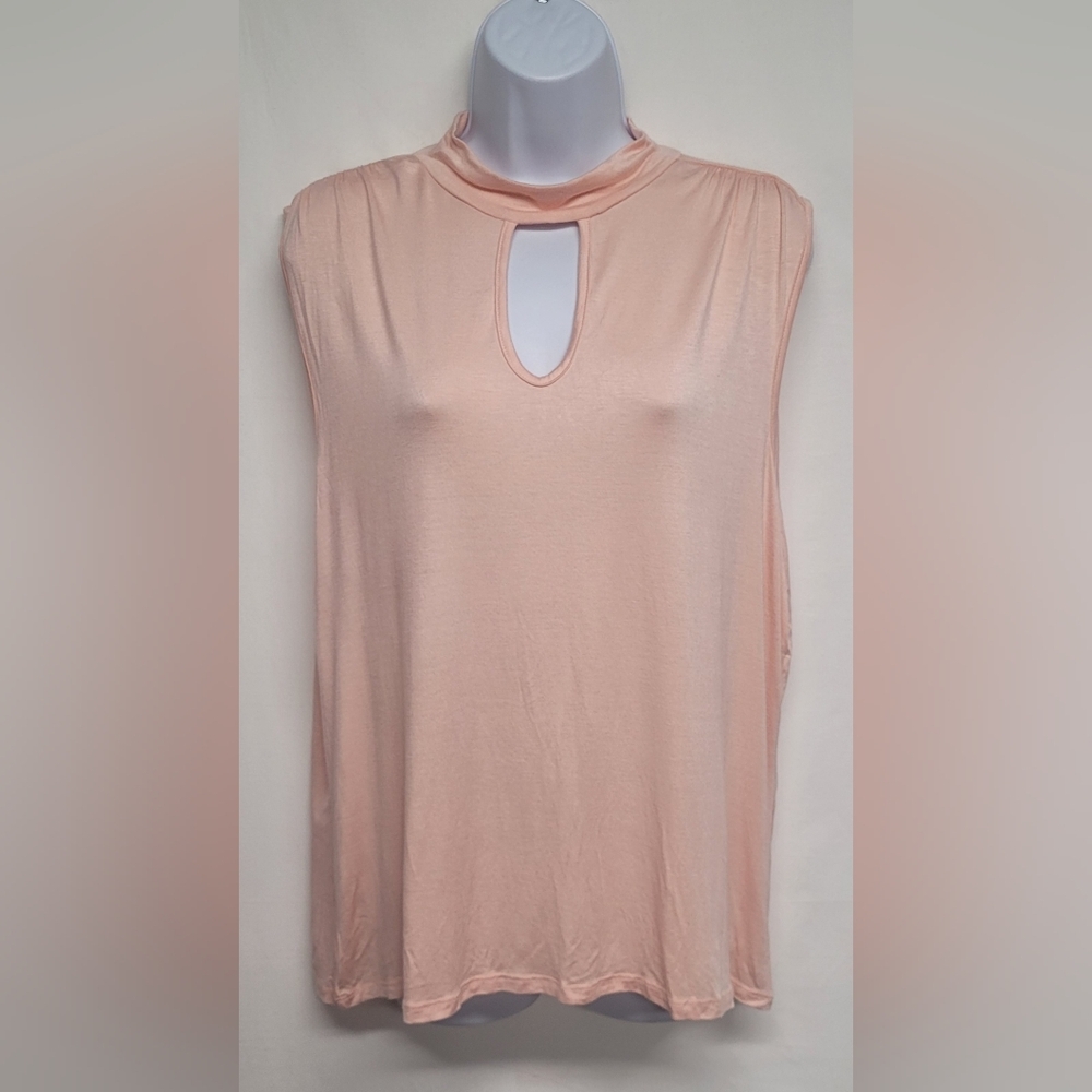 Jennifer Lopez XL Top Keyhole Sleeveless Slinky Stretch Knit Mock Neck